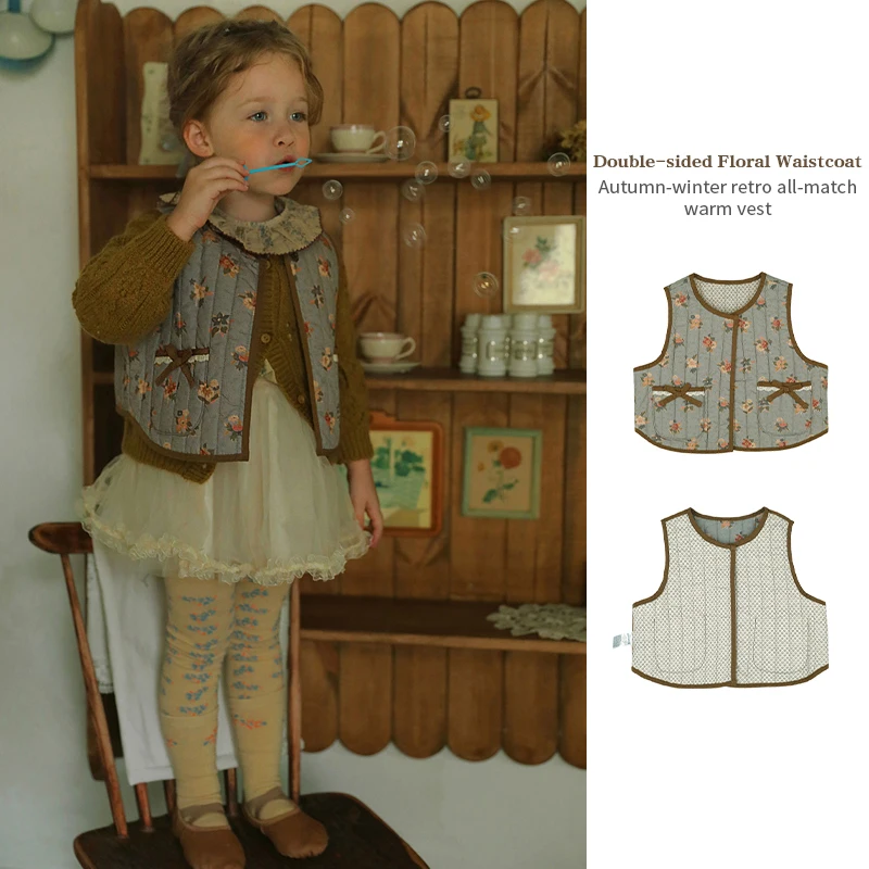 

Korean Kids Clothes Girls Vest Cardigan SKirts 2023 New Autumn Children's Flower Shirts Leggings Outerwear Outdoor Clothings