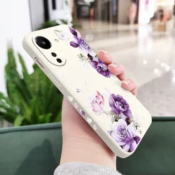 Elegant Peony Liquid Silicone Phone Case for Redmi 10A (White)