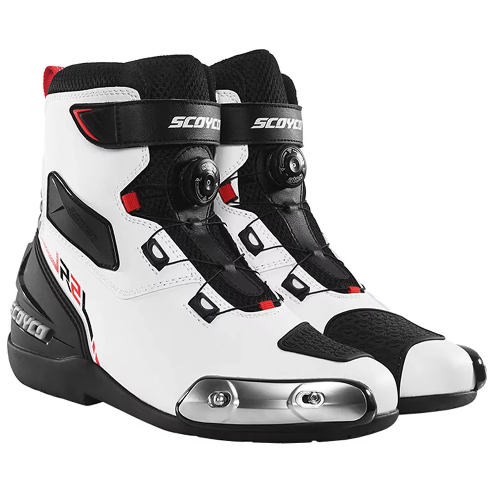 SCOYCO Motorcycle Boots Botas Moto Microfiber Leather Motocross Off-Road Racing Boots Motorbike Riding Shoes Men Moto Boots 6