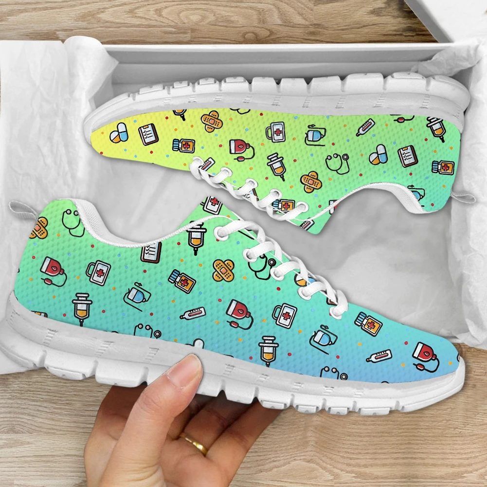 INSTANTARTS Classic Women's Nurse Shoes Meidcal Equipment Assistant Print Female Casual Sneakers Outdoor Walking Tennis Gifts