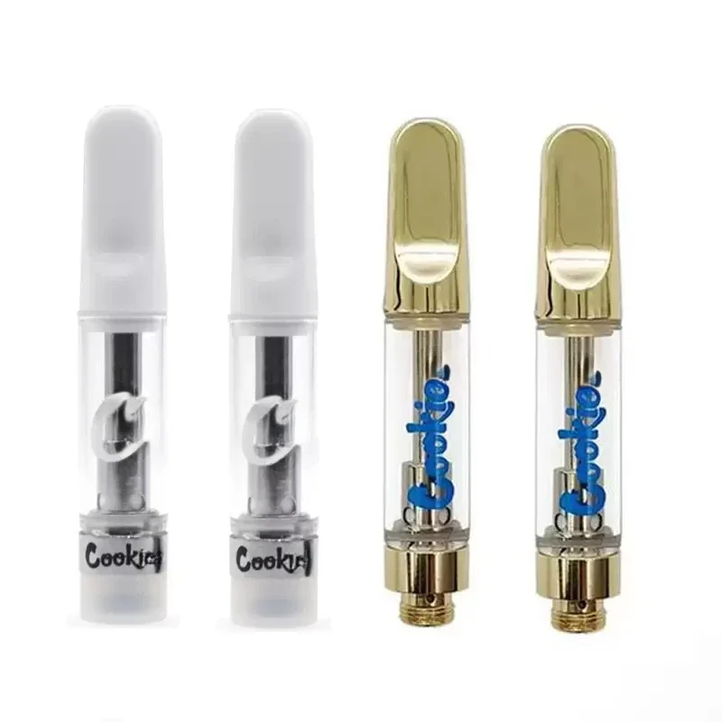 100pcs Cookie Cartridges Carts Thick Oil Atomizers 510 Thread 0.8ml 1.0ml Ceramic Coil Empty Glass Vape Tank with Foam Package