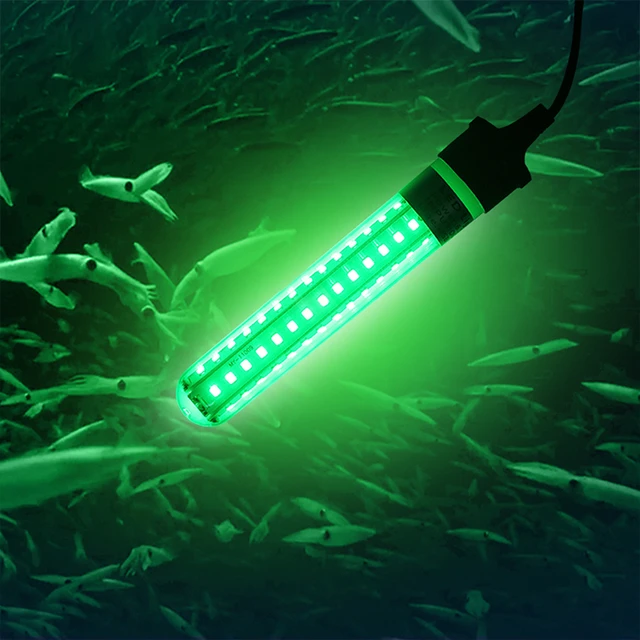 Underwater night fishing light, 5V-12V 6.5W spearfishing light green IP68  boats waterproof underwater fish