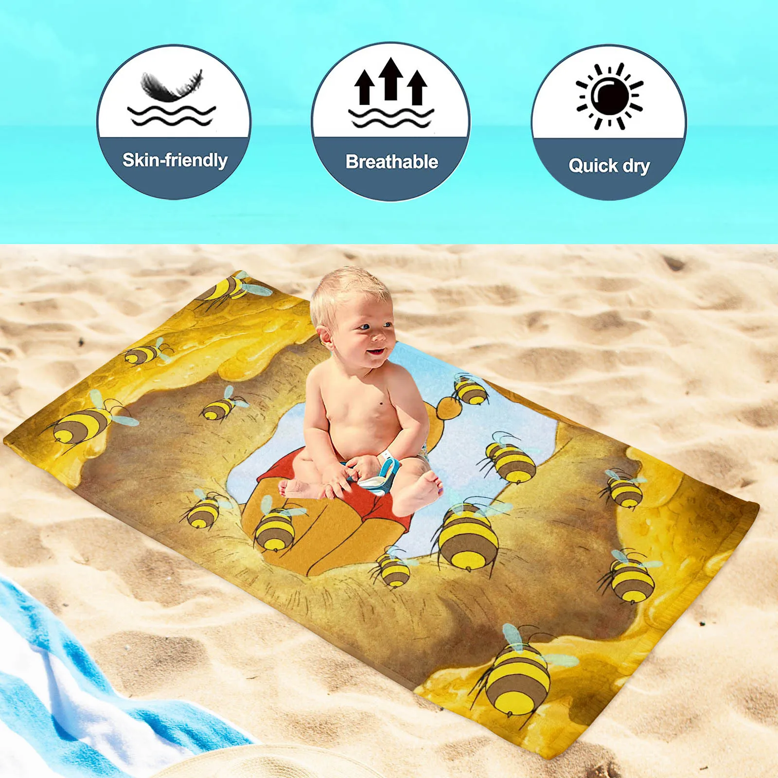 Winnie The Pooh Beach Shower Towel Cotton 100% Towels Bathroom Bath & Items Microfibre Anime Sauna Travel Cute Room Decor 3