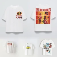 White Printed Cartoon T Shirt 2025 Summer New Kids Clothing Loose Casual Short Sleeve Tees Tops O-neck Baby Boys T-shirts Trendy 1