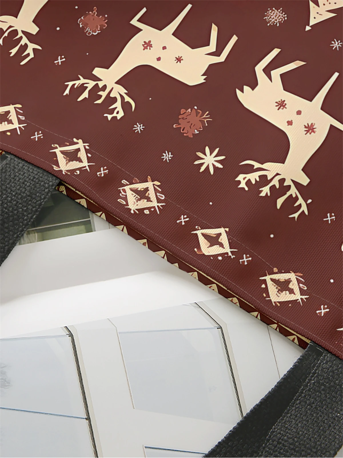 1pc,Christmas reindeer handbag, reusable fashionable handbag, multifunctional handbag, printed canvas shopping bag