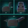 LED Gaming Massage Recliner Chair, Racing Style Single Living Room Sofa Comfortable Ergonomic Home Theater Seating, Chairs 5