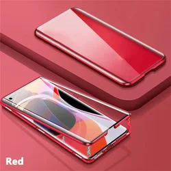 360° Magnetic Metal Protection Phone Case with High-Definition Double-Sided Glass Cover for Galaxy A06 (Red)