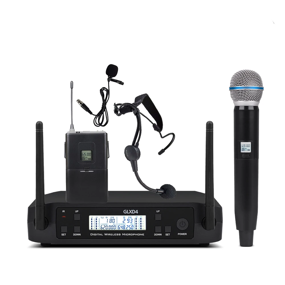 Top quality GLXD4 GLXD24 GLXD wireless microphone system mic for karaoke and speech with Beta58 and S.M58 mic 