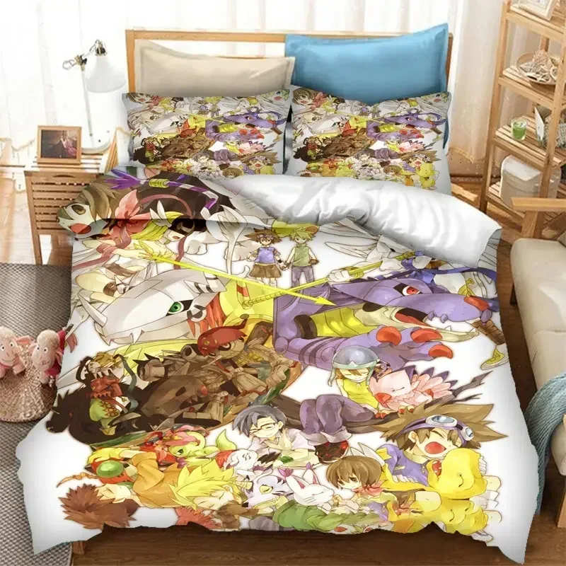 Anime Digimon Adventure Bedding Set Duvet Cover Bedroom Comforter Covers Single Twin King Size Quilt Cover Home Textile 2/3PCS