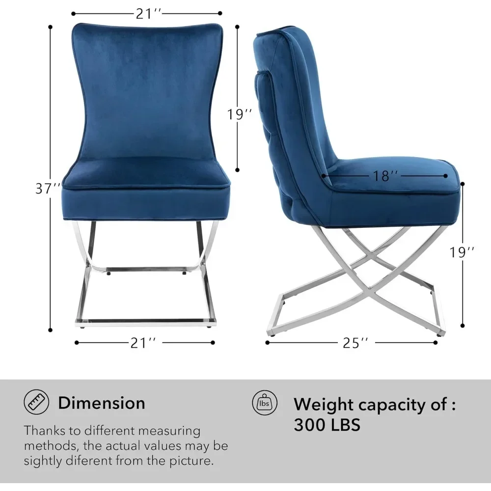 Elegance Velvet Dining Chairs Set of 4, Luxurious Upholstered Tufted Dining Room Chairs, Glam Royal Velvet Accent Chairs with 2