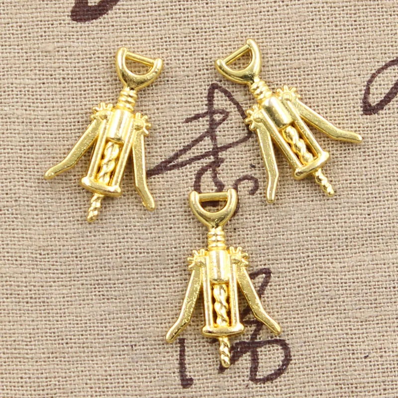 매력 와인 오프너 27x17mm 골동품 실버 컬러 도금 펜던트, DIY 수제 티베트어 실버 컬러 쥬얼리 만들기 15 개