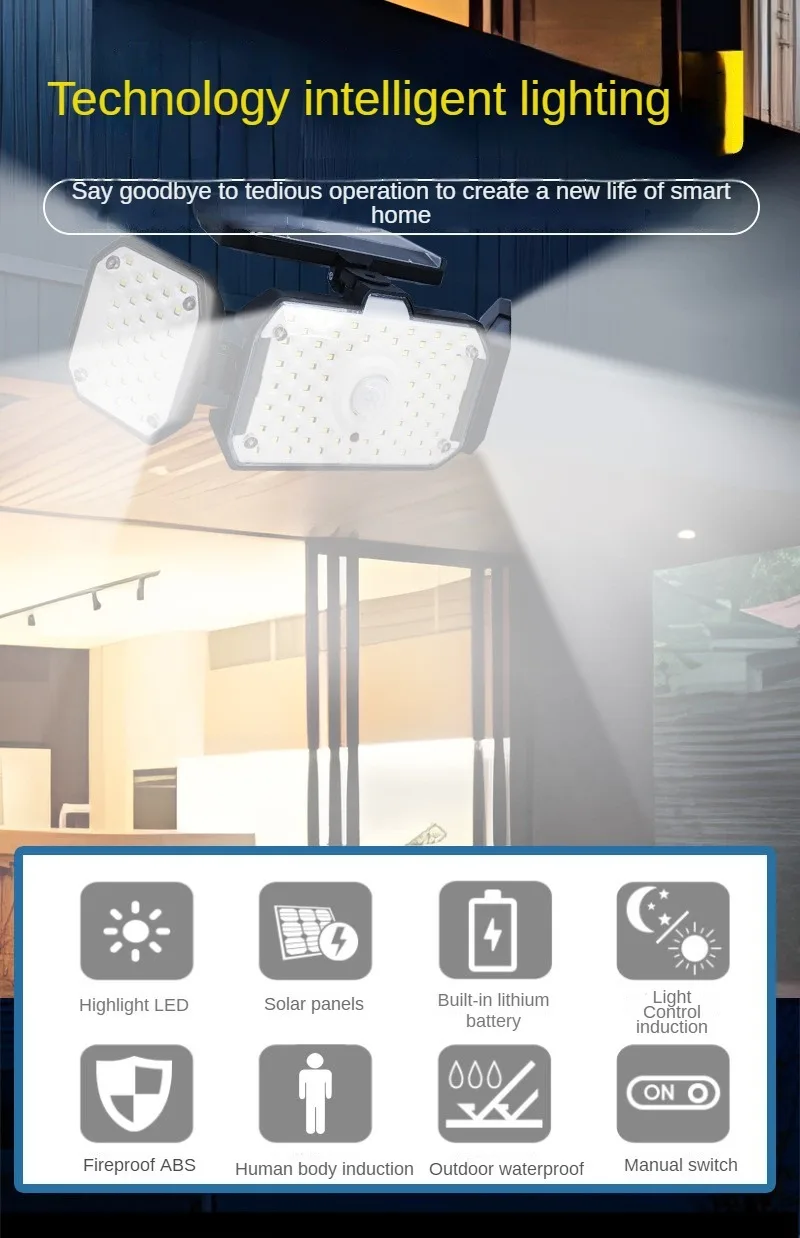 Description Picture 3 of itemSolar sensor light three head LED super bright waterproof courtyard outdoor rotating large capacity night emergency light