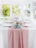 Chiffon Wedding PInk Table Runner Table Setting Gauze Sheer Vintage Christmas Dining Birthday Party Cake Table Decor 1