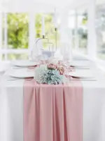 Chiffon Wedding PInk Table Runner Table Setting Gauze Sheer Vintage Christmas Dining Birthday Party Cake Table Decor 1