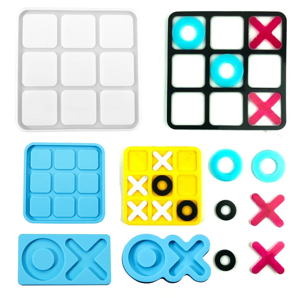 Tic Tac Toe Ox Gioco Di Scacchi Stampo In Silicone Gioco Stampi In Resina Epossidica Per Fai Da Te Uv Resina Epossidica Artigianato Accessori Fatti A 
