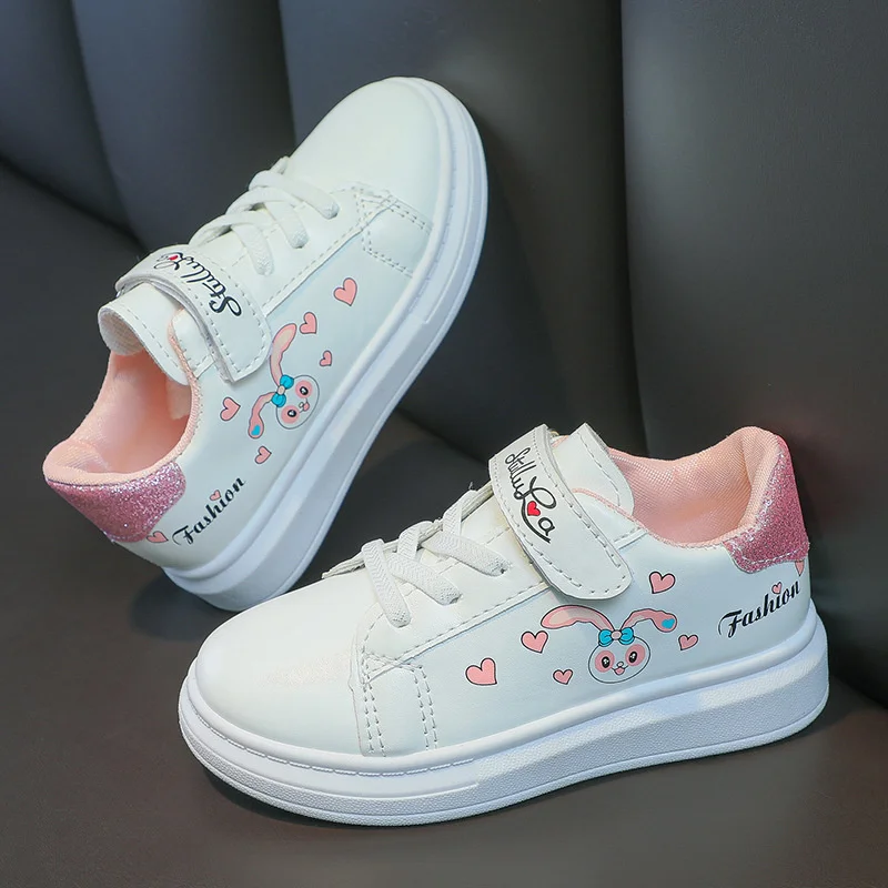 Girls' White Shoes Spring Children Anti-skid Leather Shoes Solid Soles Children's Shallow Mouth Sport Shoes Size 26-37 4