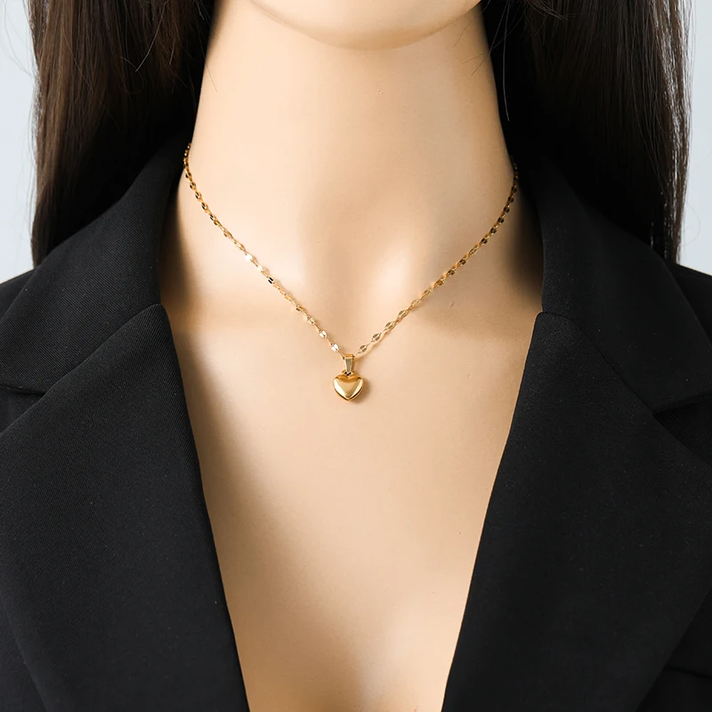 EILIECK 316L الفولاذ المقاوم للصدأ القلب الحب قلادة أساور طقم من الحلقان للنساء جديد عصري 18K مطلية بالذهب مجوهرات مقاومة للماء 4