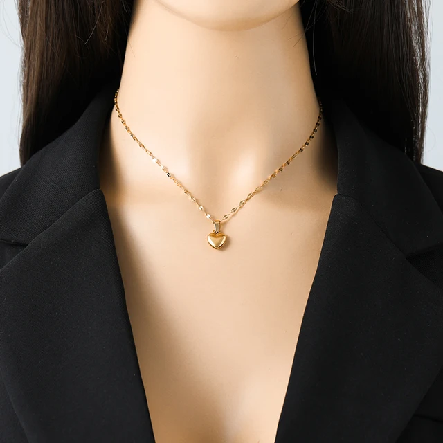 EILIECK 316L الفولاذ المقاوم للصدأ القلب الحب قلادة أساور طقم من الحلقان للنساء جديد عصري 18K مطلية بالذهب مجوهرات مقاومة للماء 4
