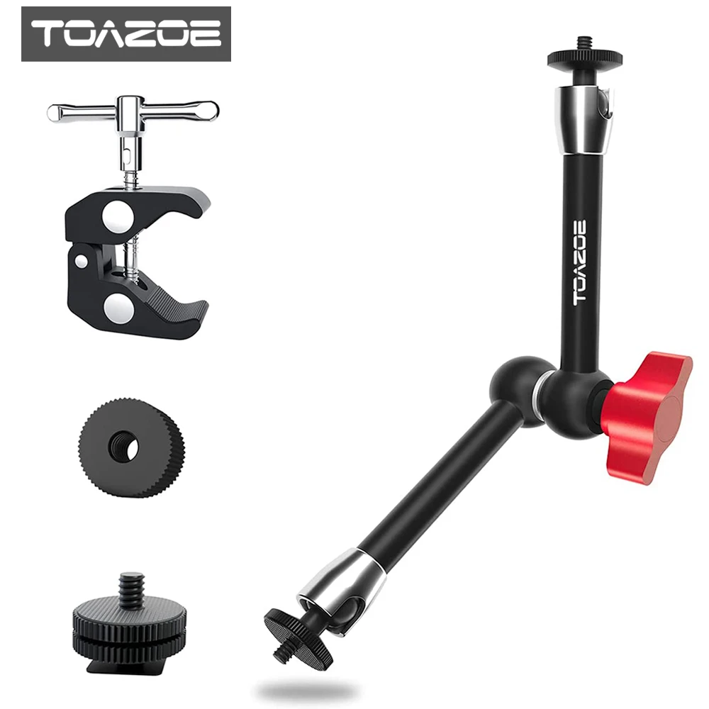 

TOAZOE 11 Inch Adjustable Articulating Friction Magic Arm with Both 1/4" Thread Screw For DSLR Camera, LCD Monitor, Fill Light