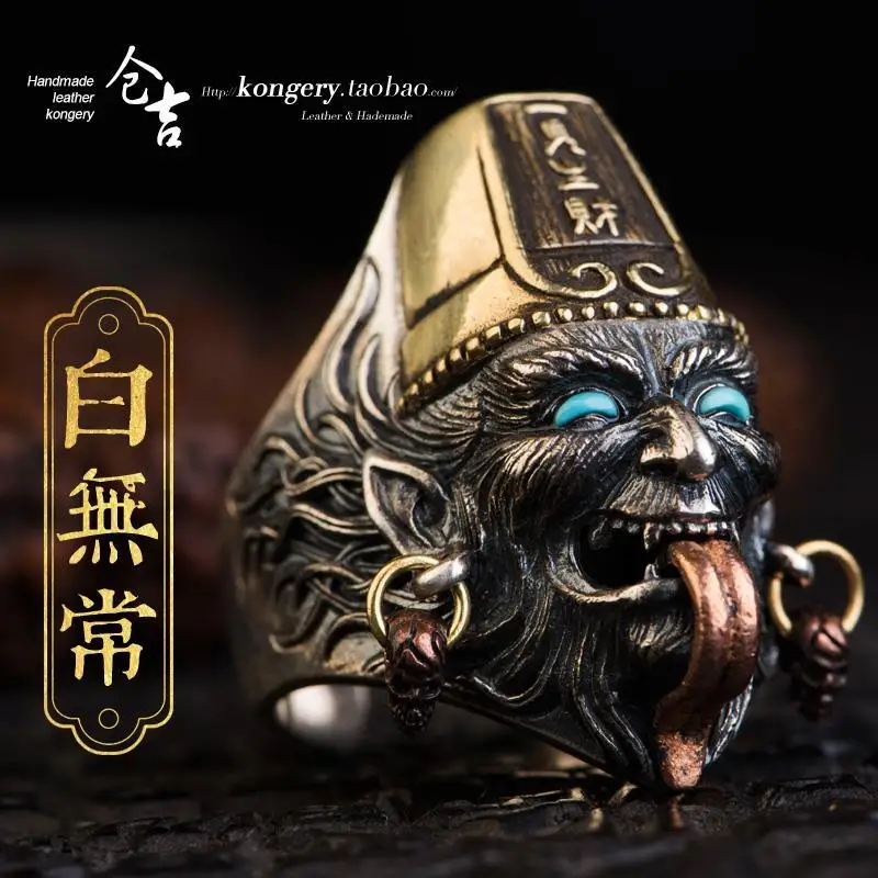 

Кольцо ручной работы из серебра пробы, черно-белое нестабильное кольцо для мужчин и женщин, кольцо на указательный палец, Открытое кольцо для влюбленных