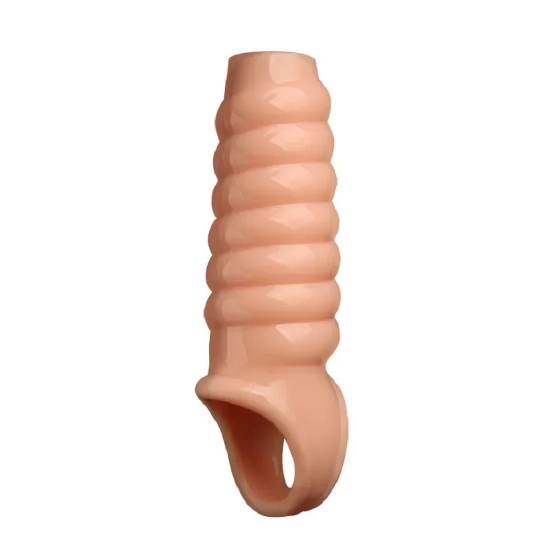 Reusable Condom Delay Penis Extender Cock Rings Sleeve Extension Dildo Glans Cover Enlargement Sex Products Adult Games for Men