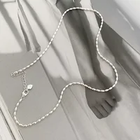 45/55CM de longueur 925 en argent Sterling cou Rugby Grains de riz chaîne colliers femmes bijoux de luxe breloques accessoires Argent 925 3