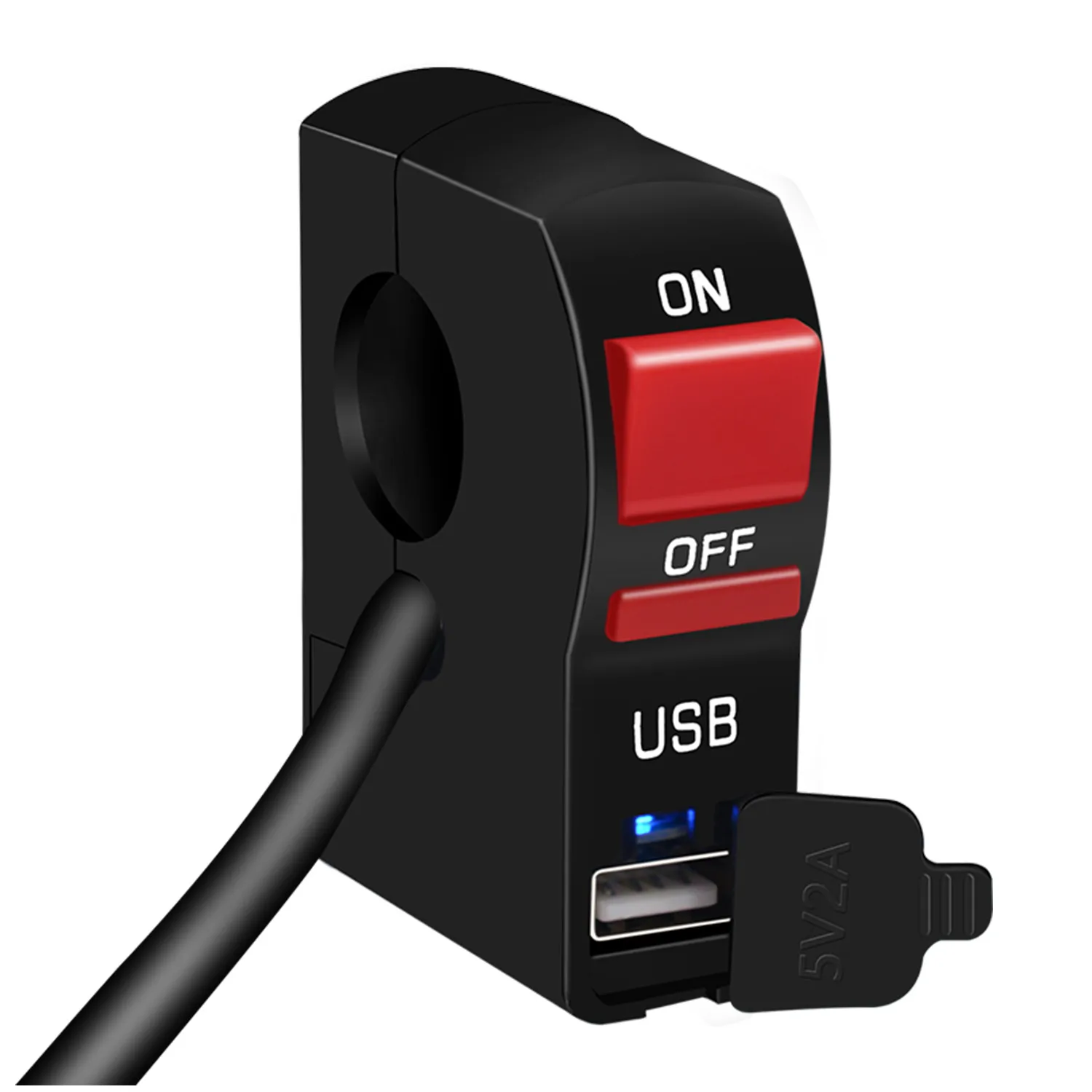 Motorcycle Headlight Switch Connector ON/OFF Button 12V USB Moto Charger Integrated 22mm Universal Motorbike Handlebar |