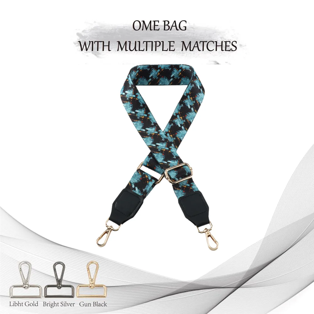 3.8 cm wide nylon webbing DIY Durable Fashion precision braided shoulder strap in blue weave pattern Diagonal shoulder strap