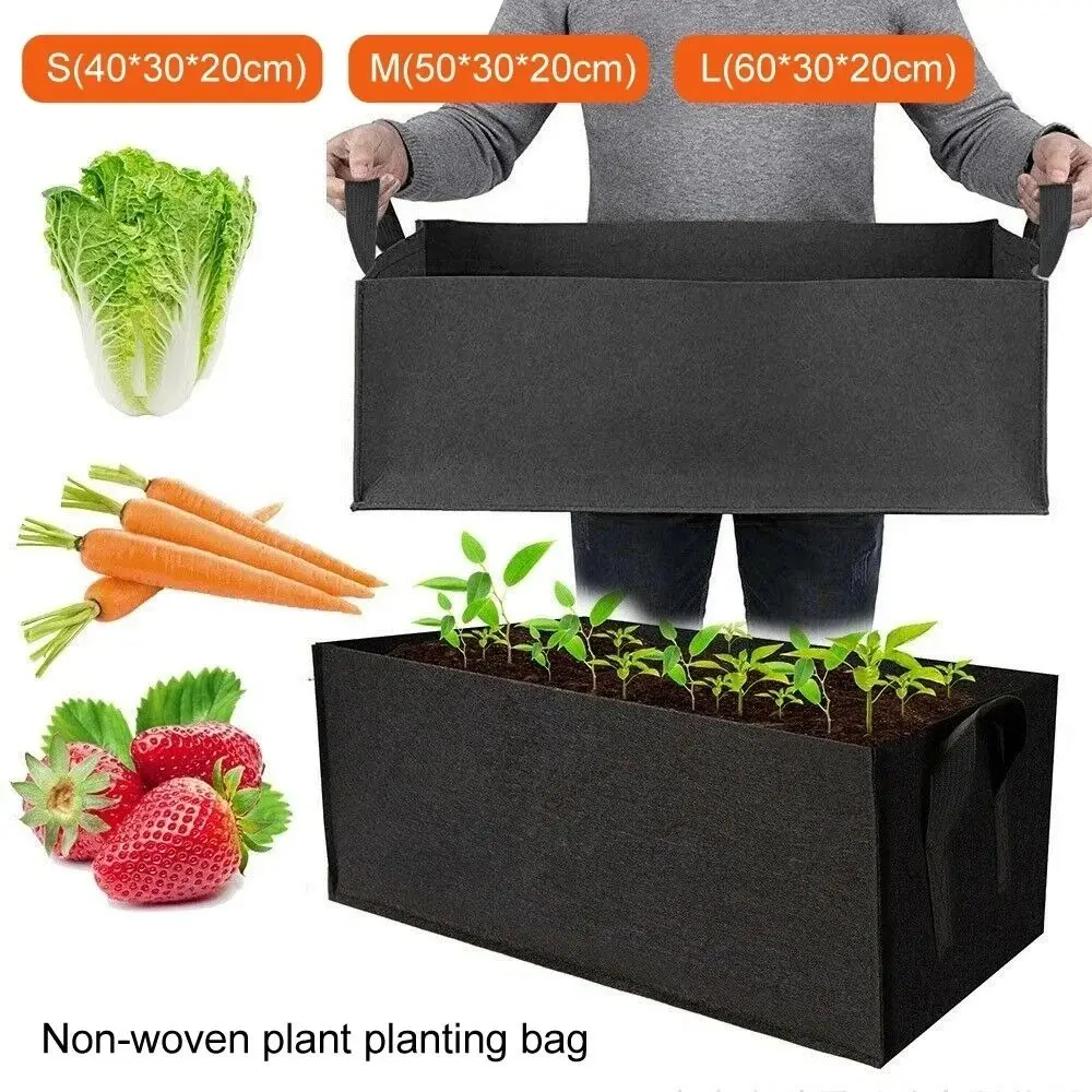 손잡이가 달린 정원 심기 가방, 멀티 사이즈 펠트 재배 가방, 직사각형 심기 보육 냄비, 야채 토마토 감자 심기