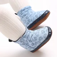 RUEWEY 0 to 18 Months Baby Bootie Fashion Car Print Socks Slipper Winter Warm Infant First Walker Shoes with Gripper Soles 3