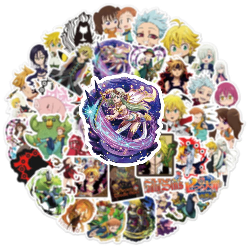 Anime-Themed Seven Deadly Sins Sticker Set – Cool Manga Decals for Water Bottles, Scrapbooking, and Phone Cases