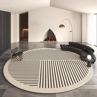 Carpet for Living Room Modern Simple Soft Coffee Table Rug Circular Line Pattern Plush Fluffy Bedroom Bedside Mat Alfombra 담요 1