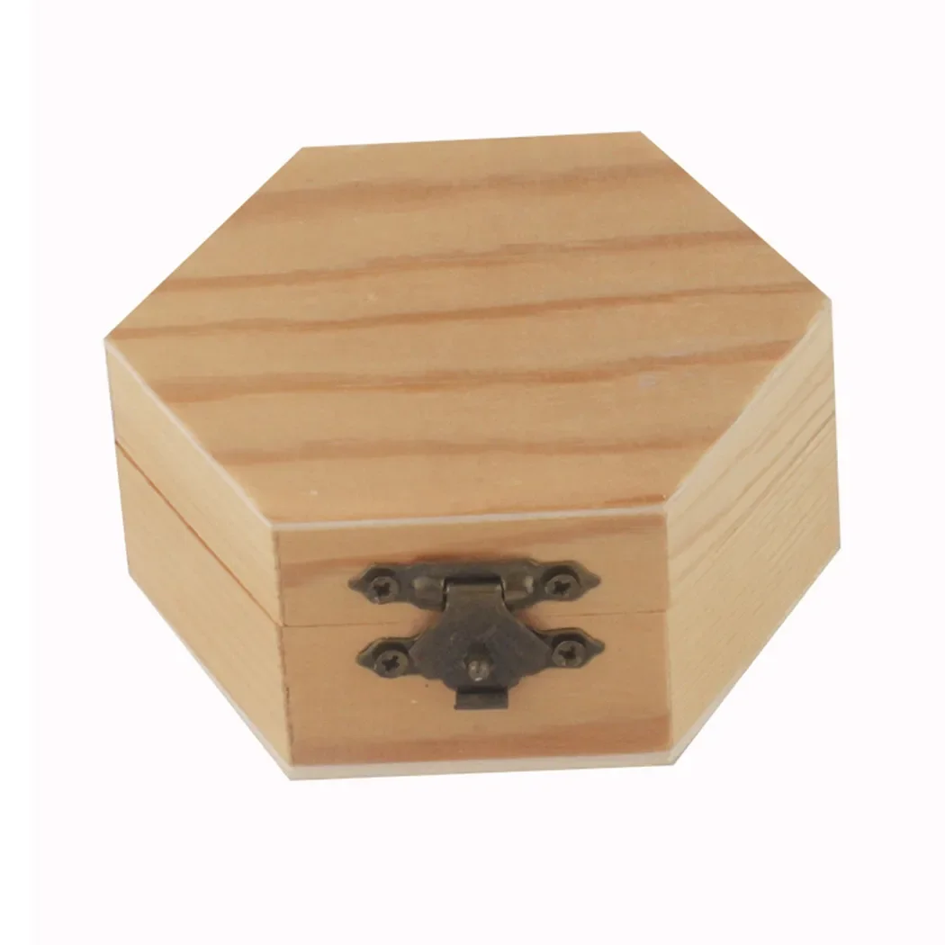 Wooden Storage Box Hexagonal Shaped Wood Jewelry Organizer Container Case Wedding Gifts Favors Box Holder For Home Storage 3