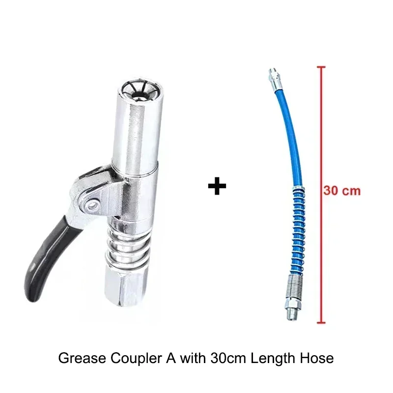 Coupleur De Graisse 1/8 NPT Avec Tuyau 30 Cm - Double Poignée, Pression 10 000 Psi, Pour Pistolet à Graisse