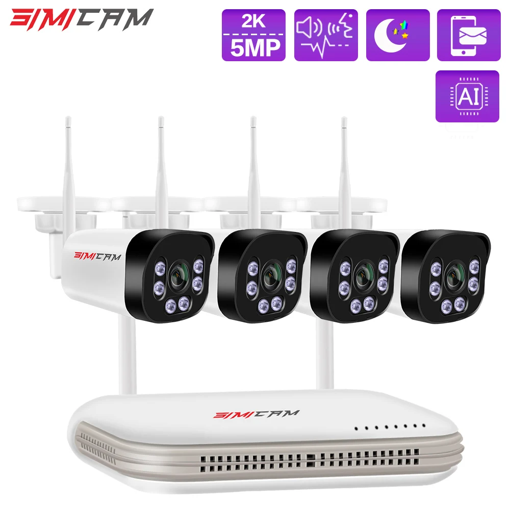 5MP Wifi Survalance Camera Outdoor Wireless Security Kit With Color Night Vision Audio Record  System Out Door Water Proof Cctv