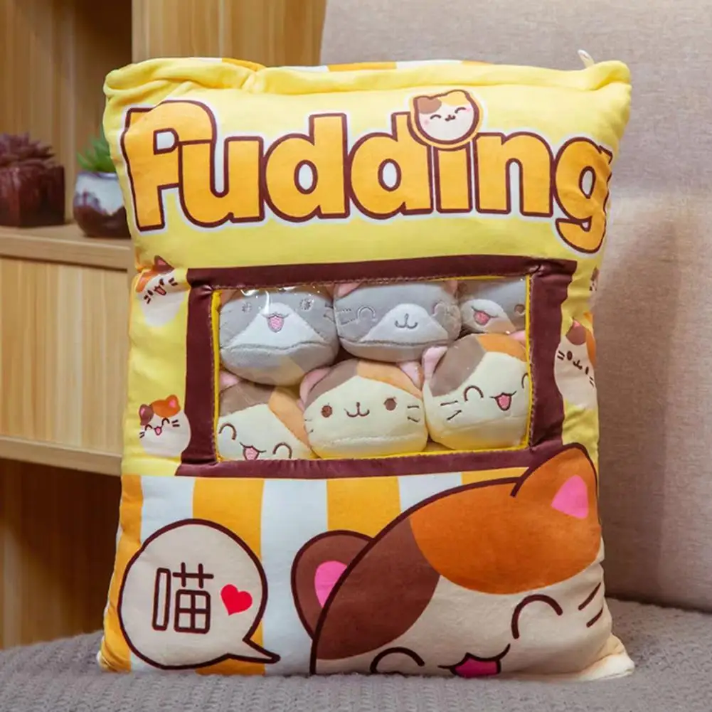Pudding Snack Pillow Cat Throw Pillow With A Bag Removable Stuffed Animal Toys CreativeSnack Zipper Bag Decor Cushion For G D8J7 3