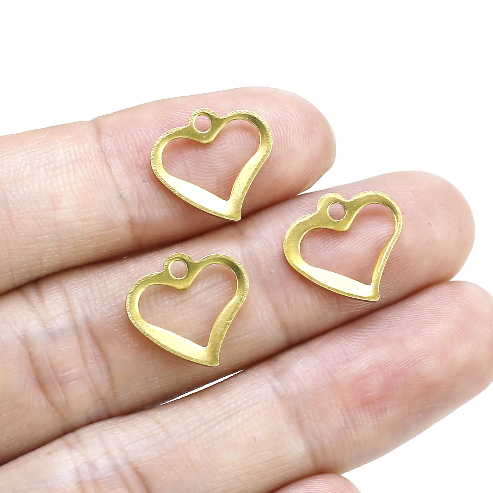 

50pcs Tiny Heart Earring Charms, Brass Heart Charm, 13x13.7mm, Earring Findings, Slight Textured, Jewelry Making R2565