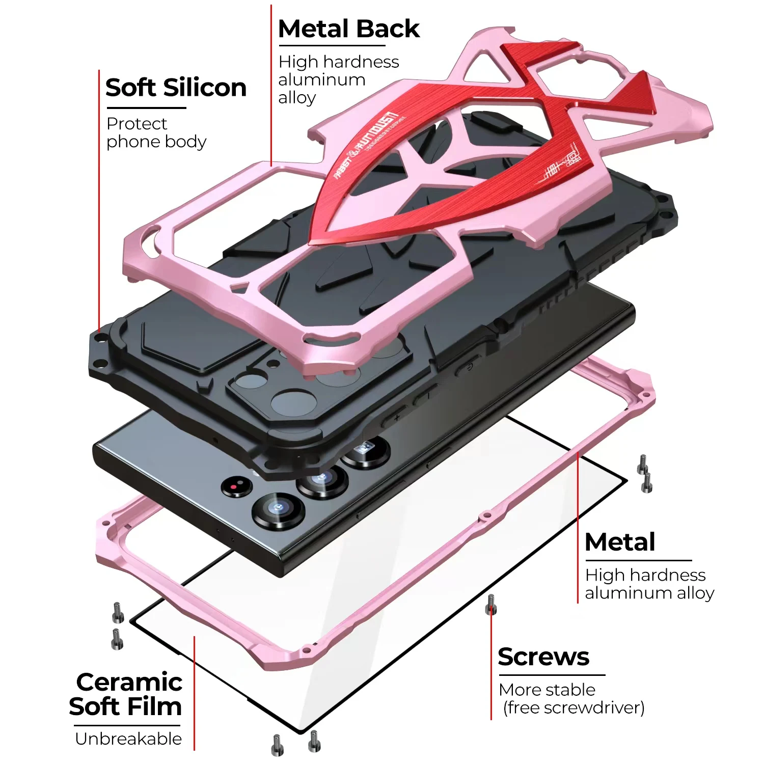 

Three Proof Phone Case For Samsung Galaxy S24 Ultra Metal Silicone Anti Shock Anti Collision Applicable Protective Phone Cover