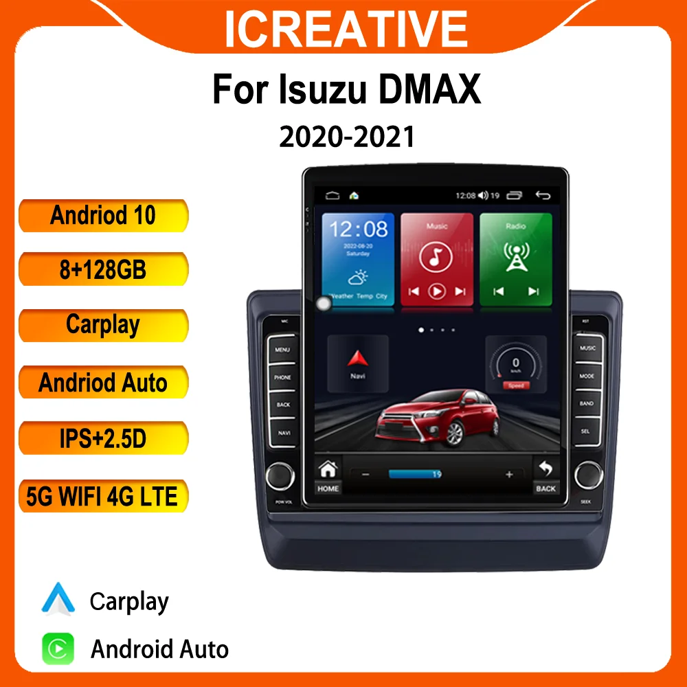 

Автомобильное радио для Isuzu DMAX 2020 2021 9,7 "Tesla Авторадио экран мультимедийный плеер GPS навигатор WIFI 4G Carplay Android с рамкой