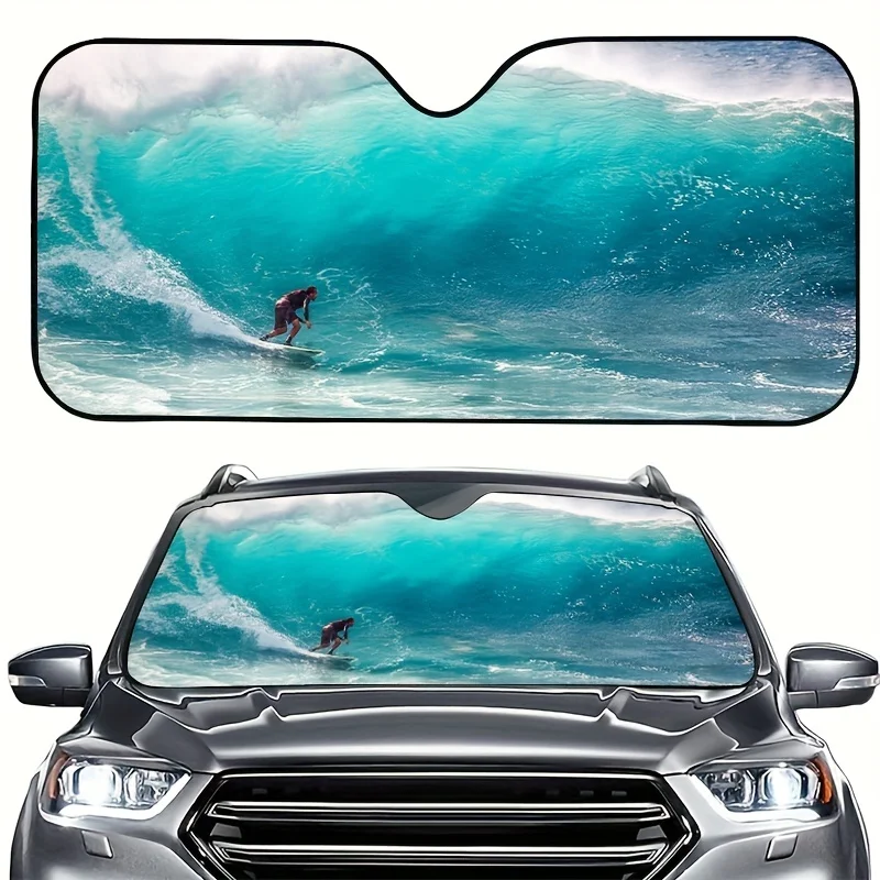 

1 Pc Surfing In Summer Windshield Sunshade For Car SUV Sedan Van RV Universal Sunshade For Car Windshield Folding Blocks