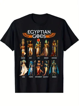 Men's T-shirt Pure Cotton Egyptian God Ancient Mythology Pharaoh Anoobis Thoth Horus T-shirt Ocollar Short for Men and Women