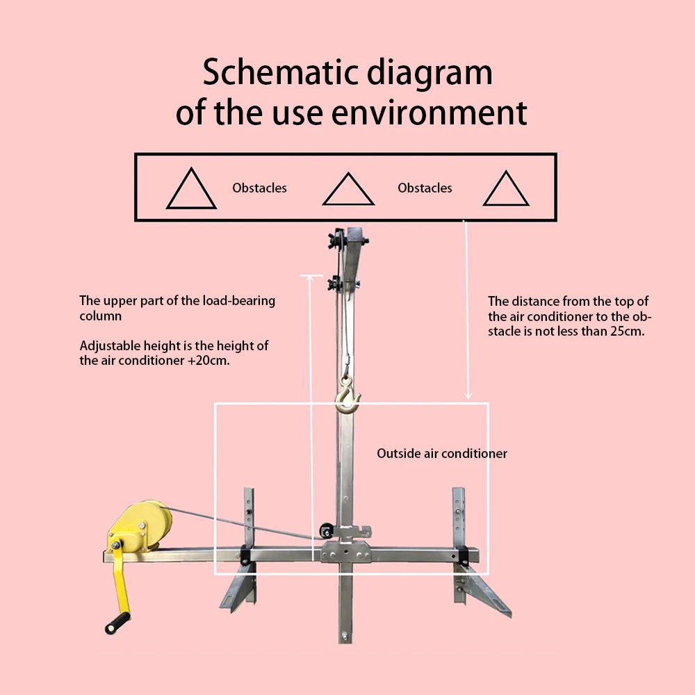 Air-conditioning Lifting Machine Bracket 10m / 25m Crane Lifting Bracket Side Swing Crane Manual Winch Assembly