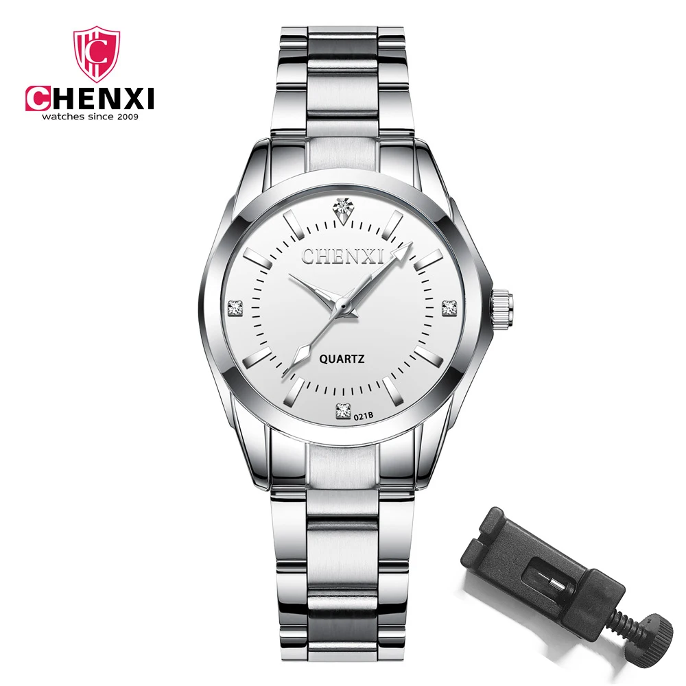 

CHENXI Ladies Watch For Women Fashion Silver Clock Stainless Steel Quartz Wrist Watches for Women Waterproof Relogio Feminino