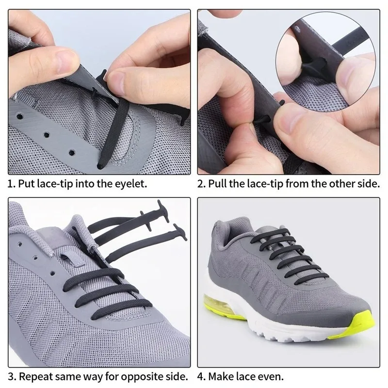 16Pcs Elastic Shoe Laces Silicon Shoelaces Without Ties Colorful Shoestring Rubber Band for Shoes Lastic Quick Lazy Accessories