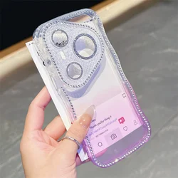 Transparent Flash Diamond Gradient Phone Case with Wavy Frame Design - Soft TPU Back Cover for Huawei Mate 60 Pro+ (PP)