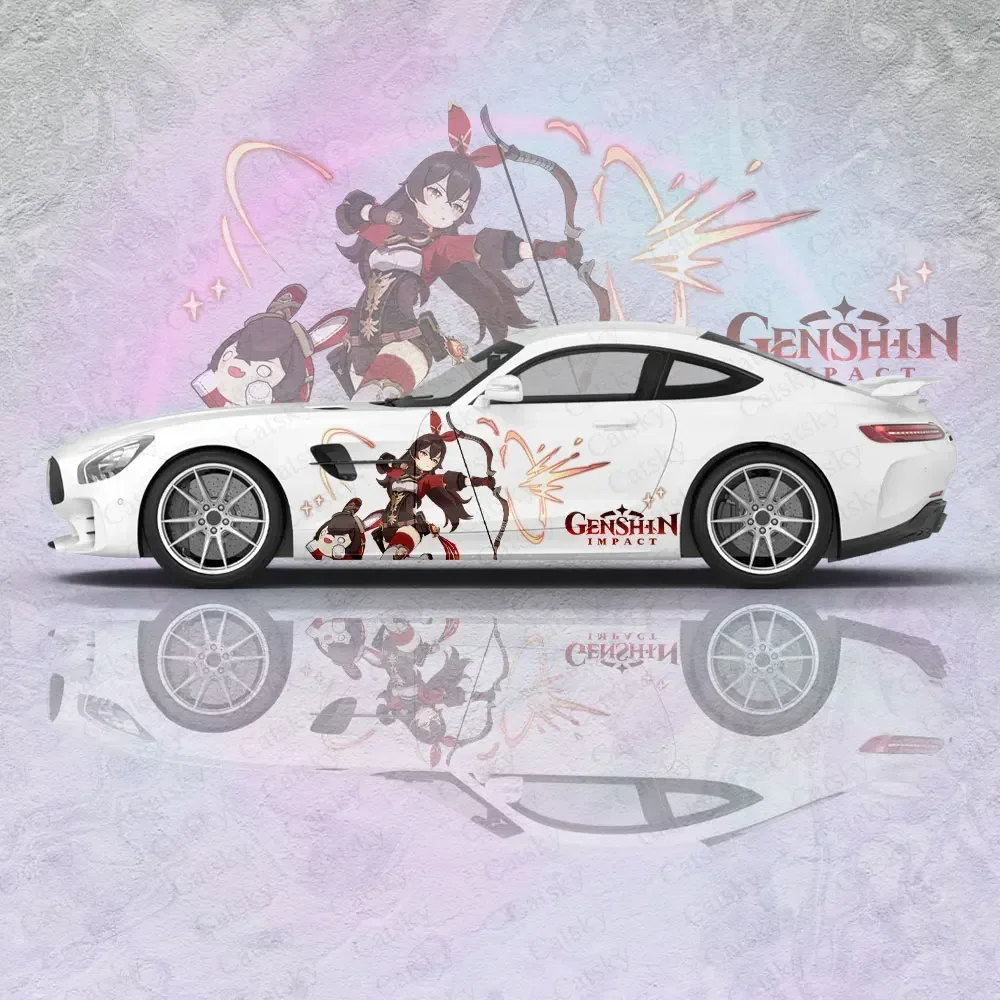 

Противоударная Автомобильная наклейка с животными янтарного Genshin, защитная пленка, виниловая гоночная пленка с боковой графикой, аксессуары, автомобильные наклейки с распылителем