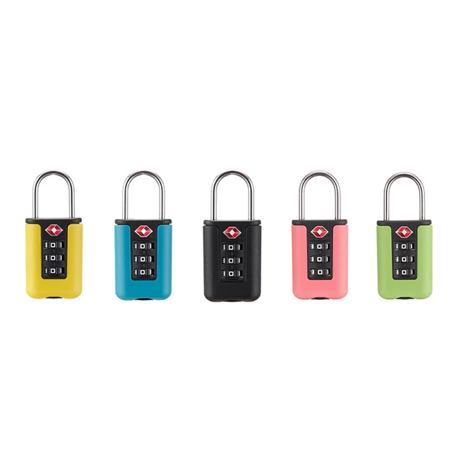 Customs Code Lock for Travel Luggage Password Changeable Black Lock Contrast Design Padlock 3 Digit Combination Lock 6