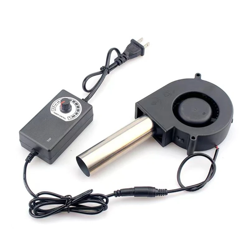 BBQ Fan Barbecue Blower Air Blower US/EU Plug BBQ Fan Air Blower Large 100-240V Powered Fan Variable Speed Controller Barbecue Tool