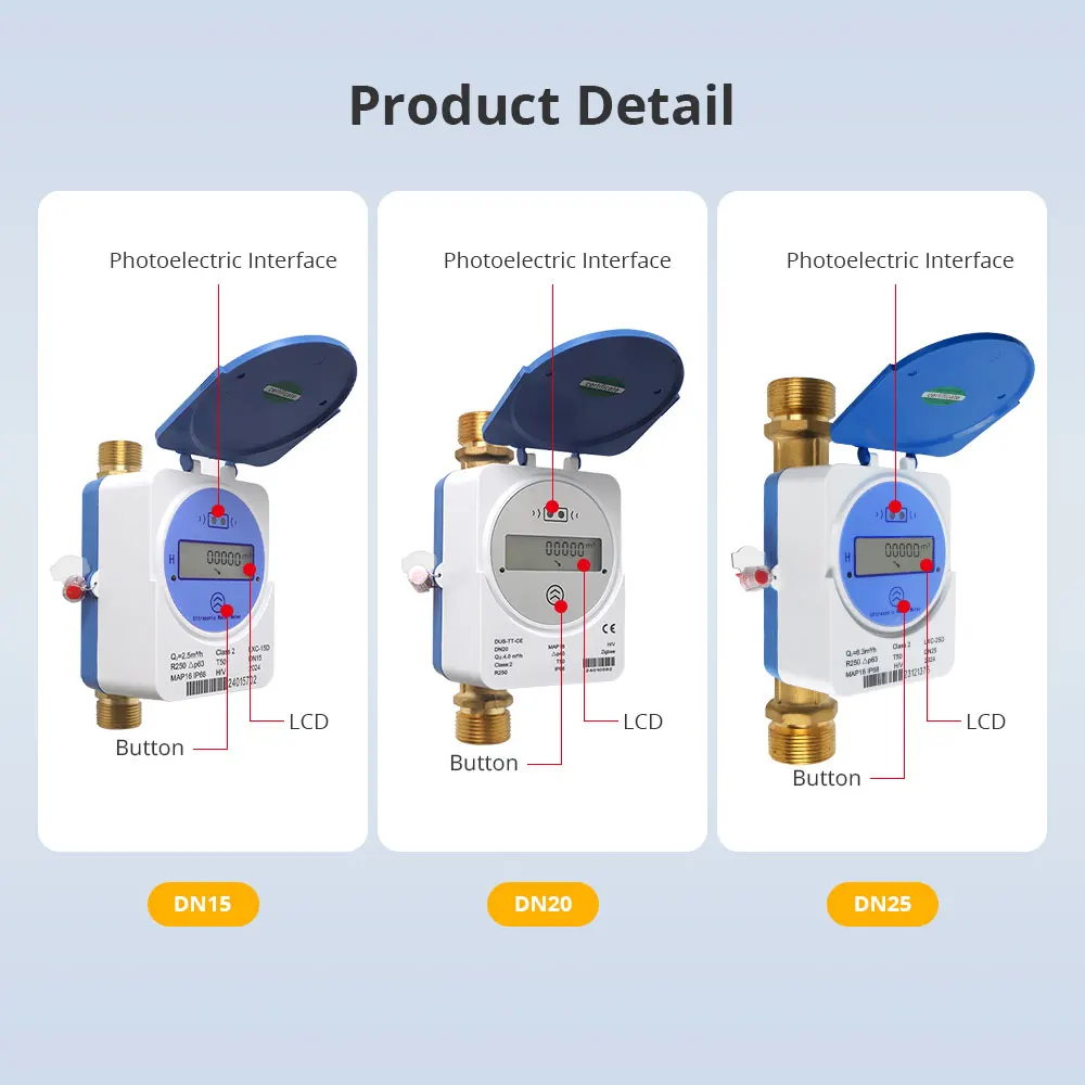 Water Meter Zigbee Smart Ultrasonic Water Meter LCD Display Water Quantity Flow Consumption Measurement IP68 DN15 DN20 DN25 Works with Tuya