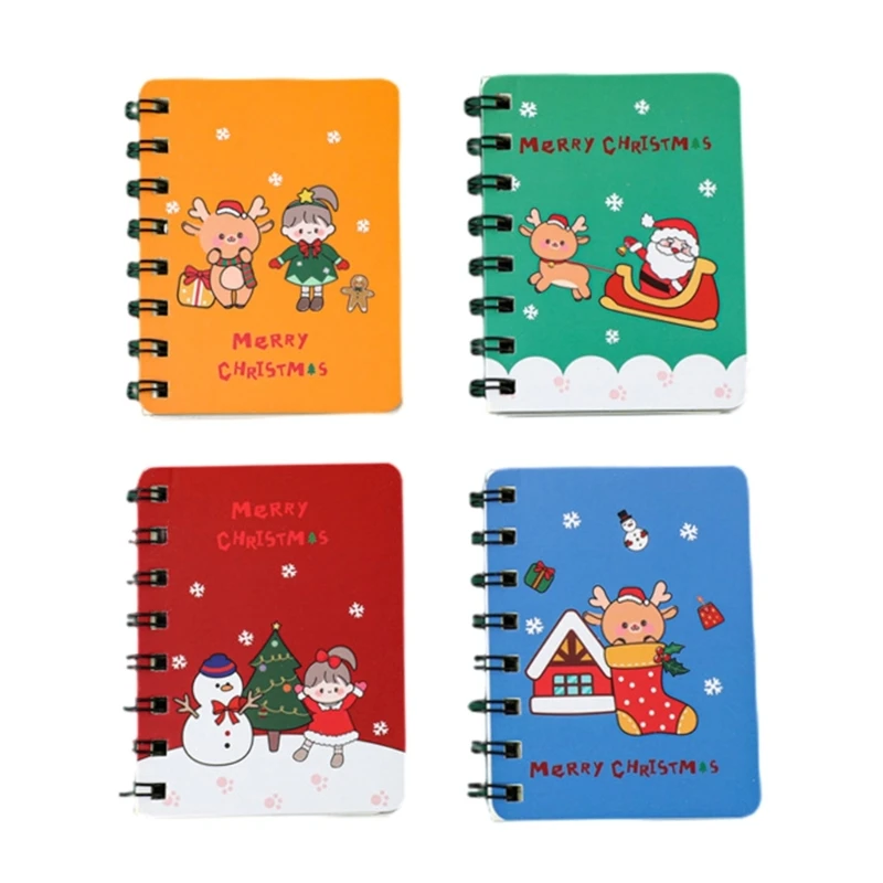 4Pcs Mini Christmas Notebooks Lined Small Notepads Christmas Party Favor for Kid